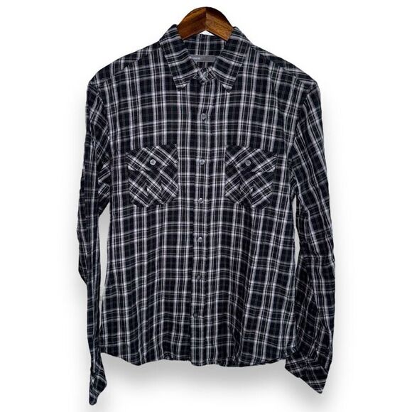 Vince Black Luxury Flannel Button Down Shirt Size S - Picture 1 of 7